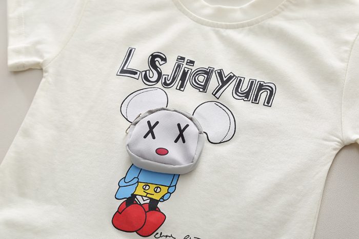 Boys Printed White Shirt with Shorts - Image 6