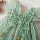 Girls Green Net Partywear Dress with 3D Butterfly Design-Fancy Birthday Frock for 2-6 Years