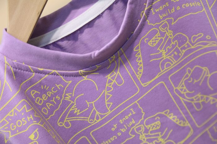 Boys Purple Outfit – Printed T-Shirt & Denim Shorts Summer Set | Ellenber - Image 3