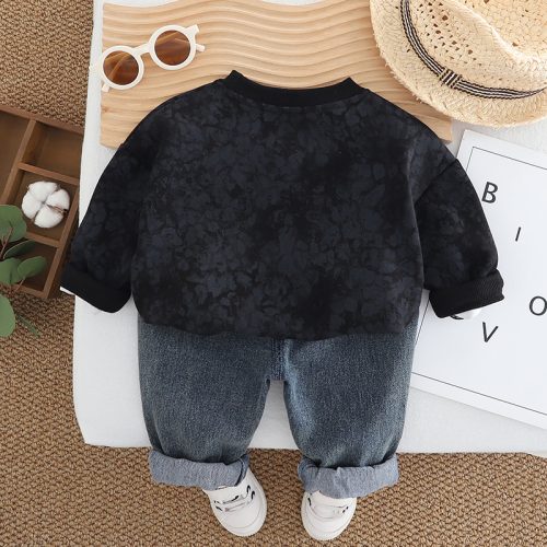 Boys Black Outfit – Stylish Sweatshirt & Denim Jeans Set | Ellenber