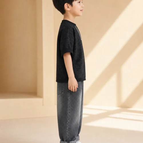 Boys Black Outfit – Stylish Sweatshirt & Denim Jeans Set | Ellenber