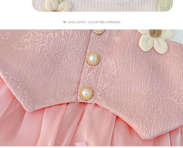 Girl Flower Dress  with Long Sleeves - Image 4