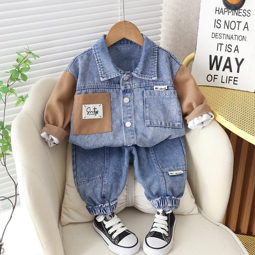 Boys’ Denim and Cotton Set – Jacket and Jogger Pants