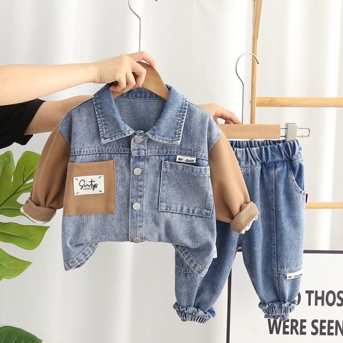 Boys’ Denim and Cotton Set – Jacket and Jogger Pants
