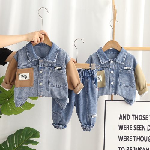 Boys’ Denim and Cotton Set – Jacket and Jogger Pants