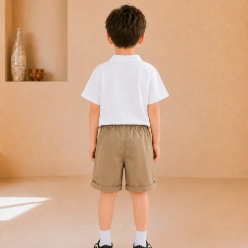 Boys collared White T-shirt with shorts