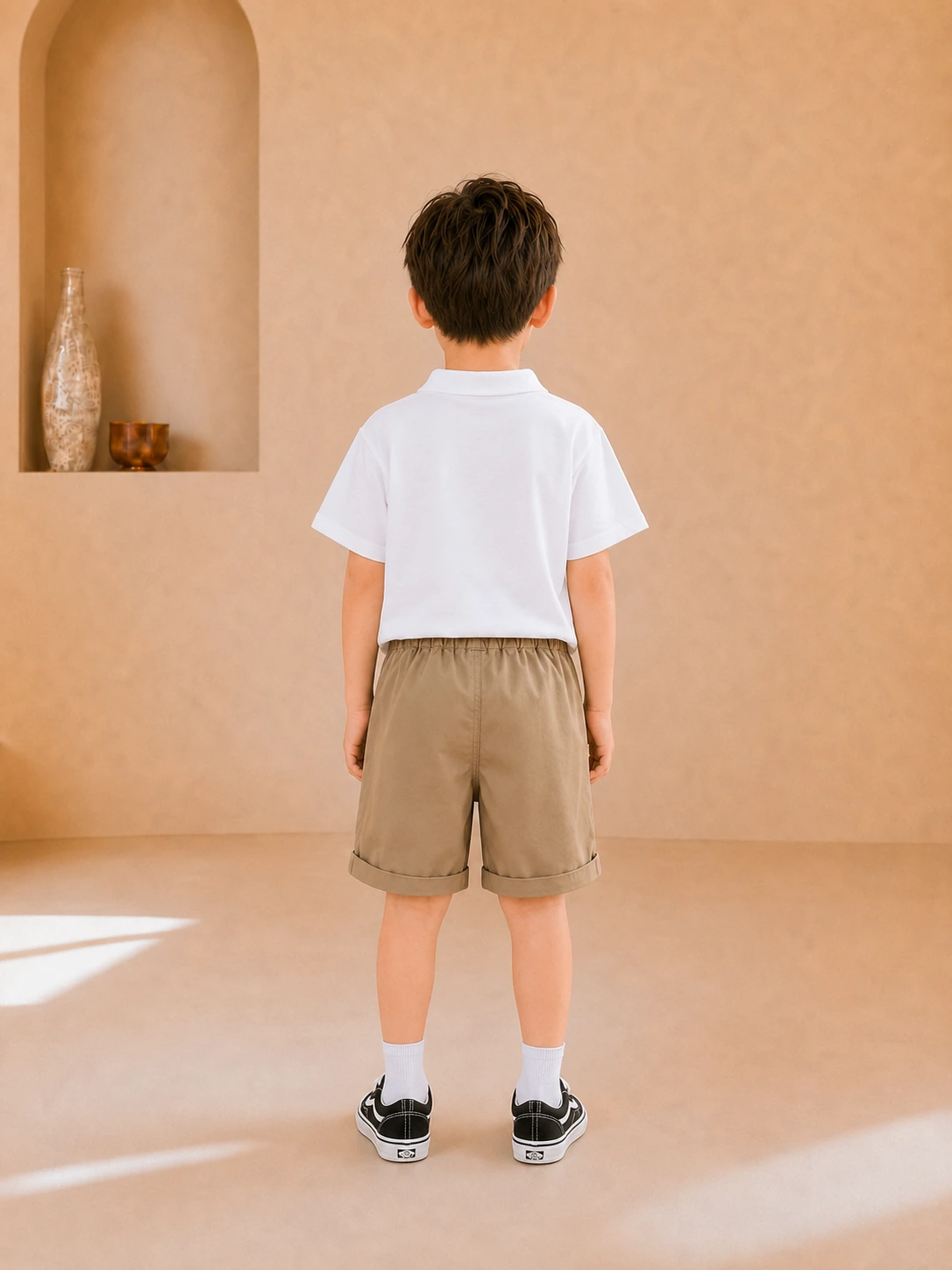 Boys collared White T-shirt with shorts - Image 4