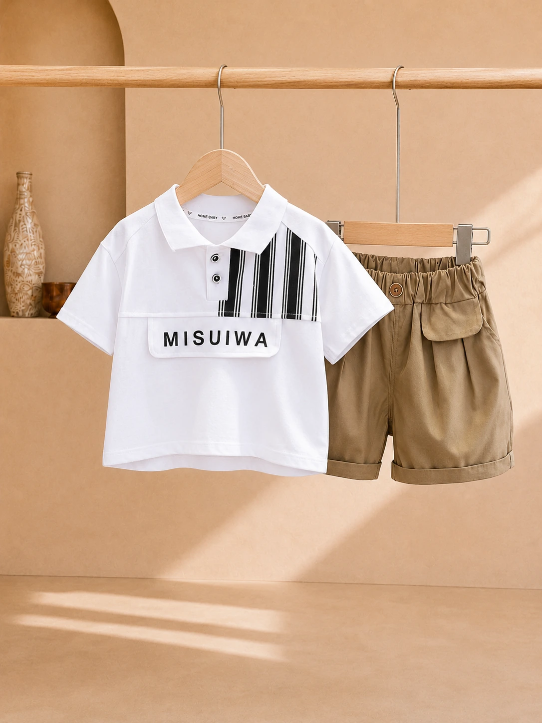 Boys collared White T-shirt with shorts