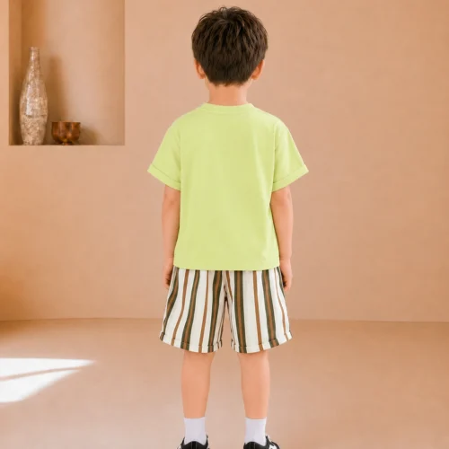 Boys Printed White Shirt with Shorts