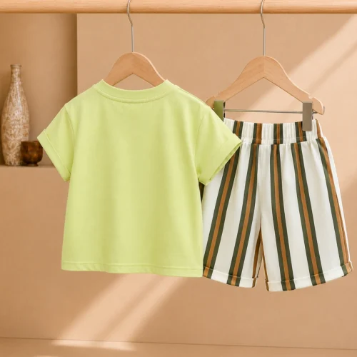 Boys Printed White Shirt with Shorts