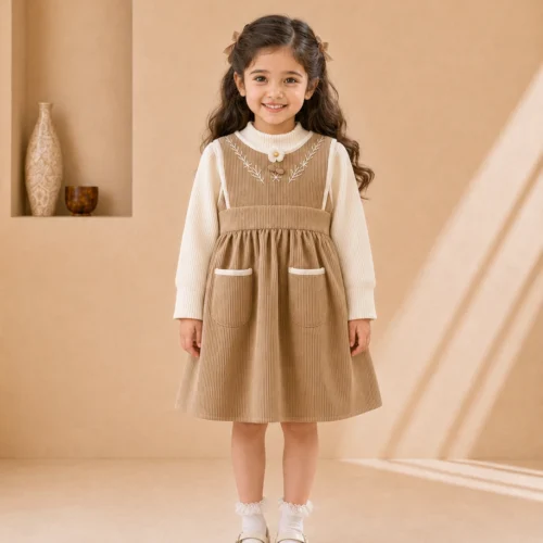 Girls Fit and Flare Embroidered Dress