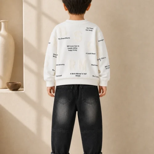 Boys’  Cotton Set – T-Shirt and Jogger Black Pants