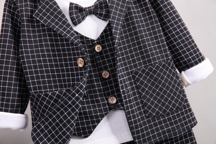 Boys Three Piece Checkered Blazer suite Set - Image 2