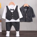 Boys Three Piece Checkered Blazer suite Set