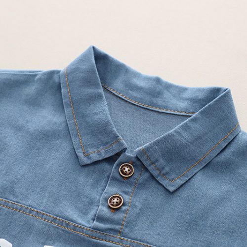Boys’ Solid Denim Blue Shirts with Denim Pant