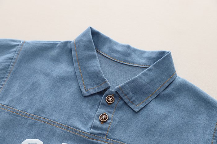 Boys’ Solid Denim Blue Shirts with Denim Pant - Image 4