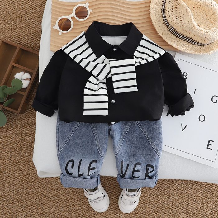 Baby Boy Shirt and Jeans set-Trendy 2-Piece Outfit for (2-6Y)