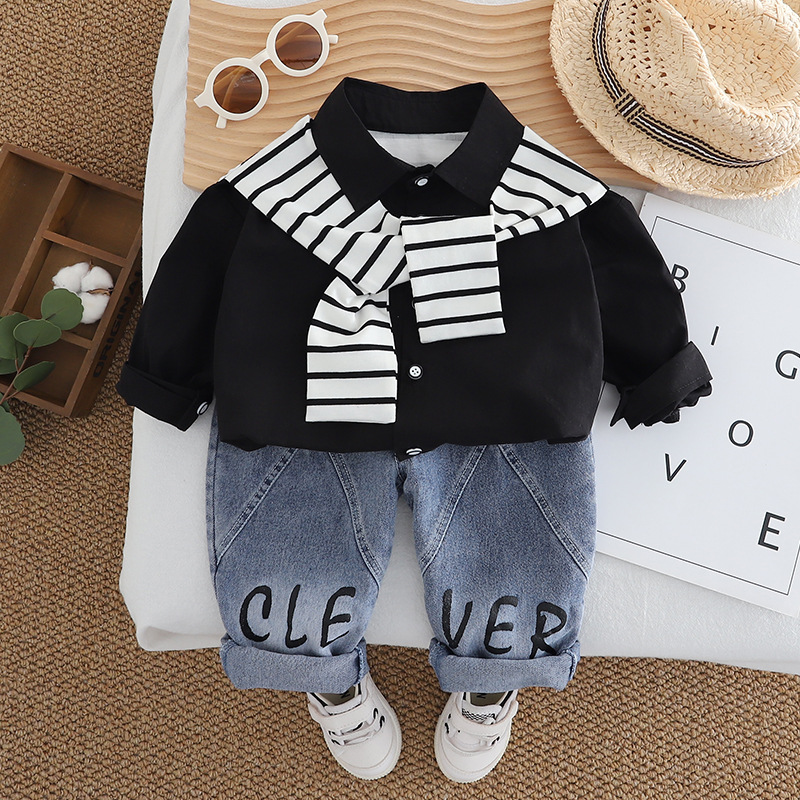 Baby Boy Shirt and Jeans set-Trendy 2-Piece Outfit for (2-6Y)