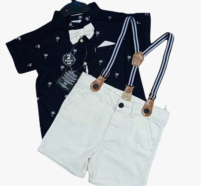 Boys Summer Outfit -Stylish 2-Piece Set with Suspenders| Ellenb