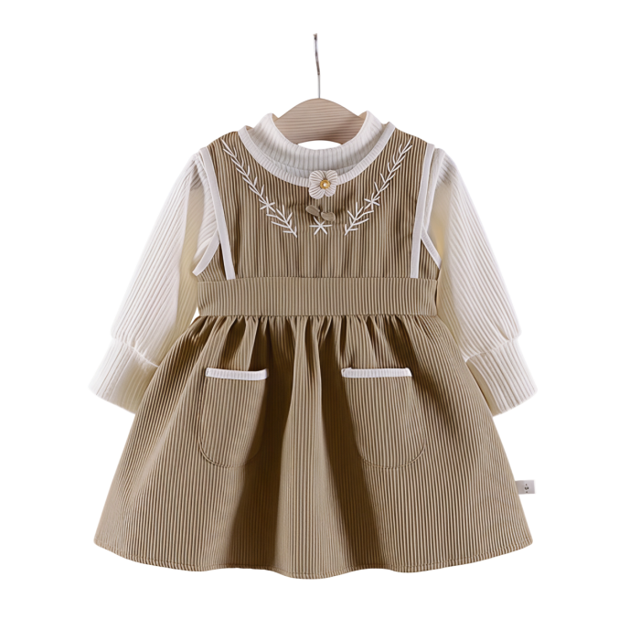 Girls Fit and Flare Embroidered Dress