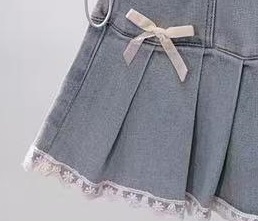 Ellenber Girls Party Wear Top & Denim Skirt Set | White Heart Print T-Shirt with Stylish Bow Pleated Skirt | Kids Birthday & Casual Outfit - Image 4