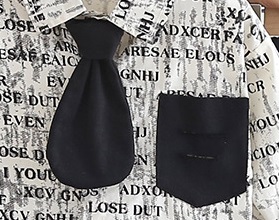 The "Mini Boss" Set: Trendy Baby Boy Black & White Graffiti Print Shirt with Tie & Trousers - Image 5