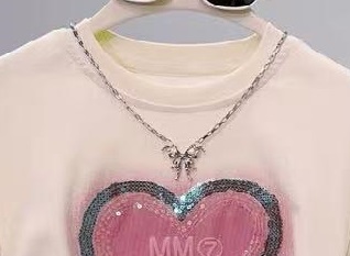 Ellenber Girls Party Wear Top & Denim Skirt Set | White Heart Print T-Shirt with Stylish Bow Pleated Skirt | Kids Birthday & Casual Outfit - Image 5