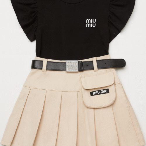 Trendy Kids Party Wear Dress Set for Girls – Stylish Top with Pleated Skirt & Belt | Birthday & Special Occasion Outfit