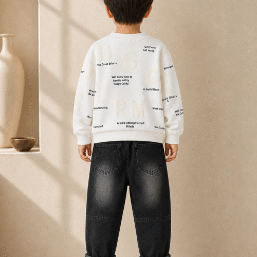 Boys’  Cotton Set – T-Shirt and Jogger Black Pants