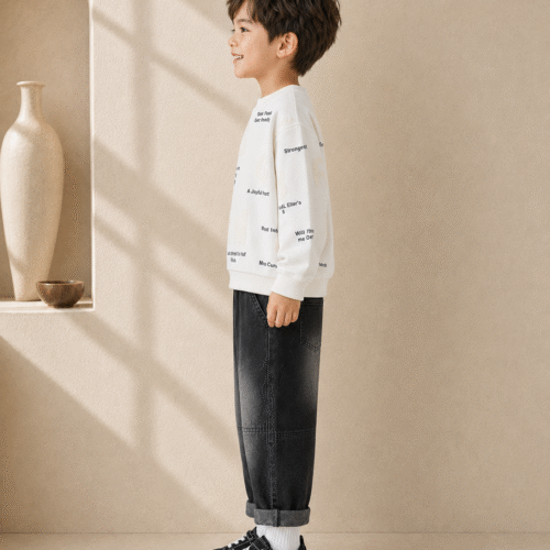 Boys’  Cotton Set – T-Shirt and Jogger Black Pants