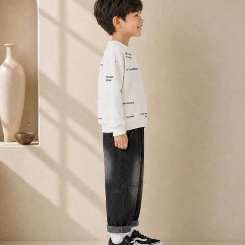Boys’  Cotton Set – T-Shirt and Jogger Black Pants