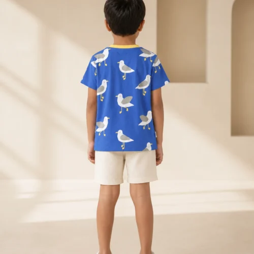 Ellenber Seagull All-Over Print Half Sleeve T-Shirt for Boys — Royal Blue