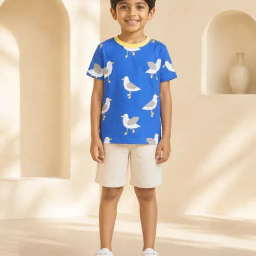 Ellenber Seagull All-Over Print Half Sleeve T-Shirt for Boys — Royal Blue