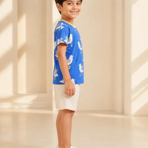 Ellenber Seagull All-Over Print Half Sleeve T-Shirt for Boys — Royal Blue